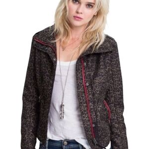 We The Free Leopard Moto Jacket Size 2